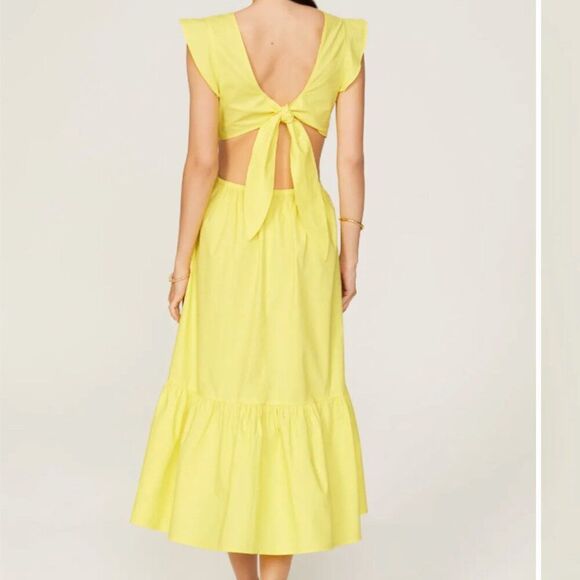 Marissa Webb Collective cotton open back dress chartruese size 4 - Picture 3 of 9